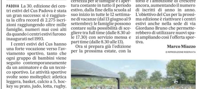 ARTICOLO SUL GAZZETTINO